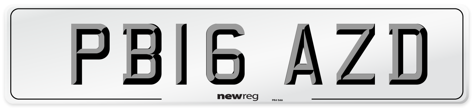 PB16 AZD Number Plate from New Reg